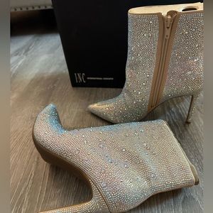 INC sparkle booties, never worn, with box